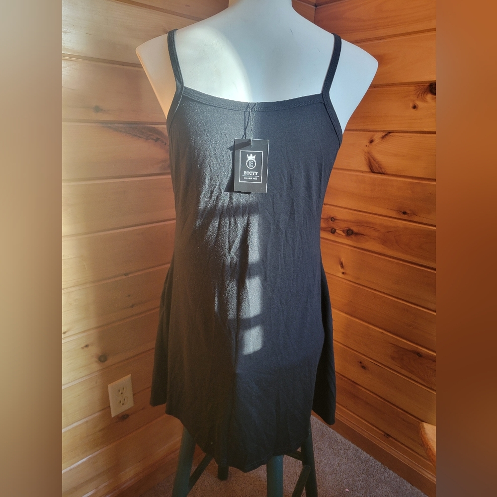 2 Cover-ups Black ETCYY Dress and White Overall Style Both Size Large - Picture 5 of 13